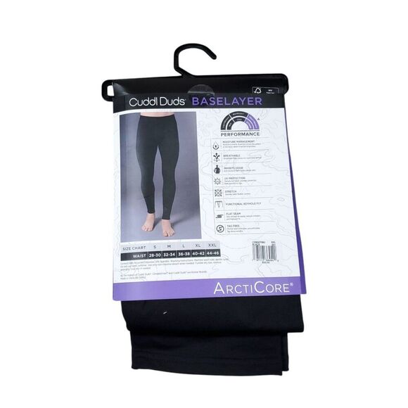 Cuddl Duds Men's Performance Baselayer Black Arcticore Thermal Pants Keyhole XXL - Picture 2 of 7